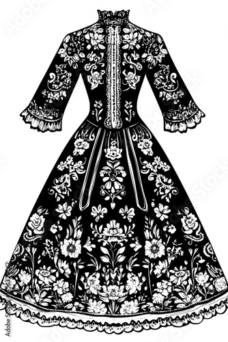 Ceremonial Garment With Symbolic Designs, coloring book style, vector illustration art