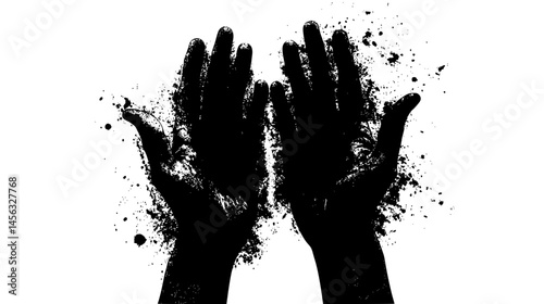 Chalk Dust Floating Around Gripping Hands, vector illustration art
