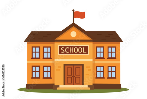 cartoon School Building vector Illustration