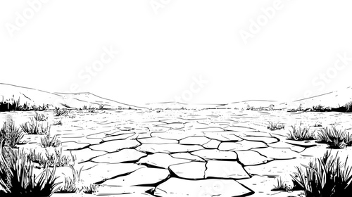 Dry Shapes Under Wide Sky, vector illustration art