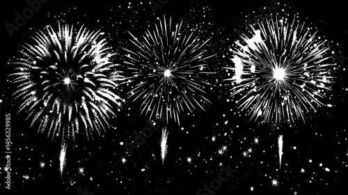 Fireworks Lighting Up Night Festival, vector illustration art