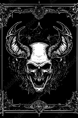 Forbidden Book With Ominous Symbols, coloring book style, vector illustration art