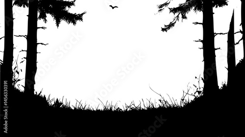 Forest Floor Hidden By Haze, vector illustration art