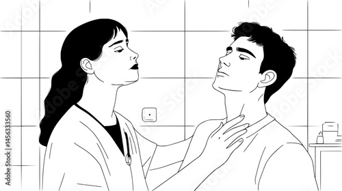 Nurse Tending Patient With Compassion, vector illustration art