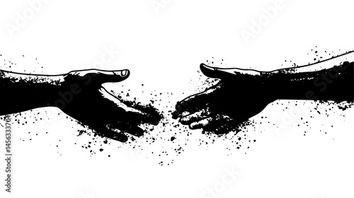 Outstretched Hands Breaking Through Soil, vector illustration art