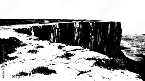 Paths Leading To Cliff Ledge, vector illustration art