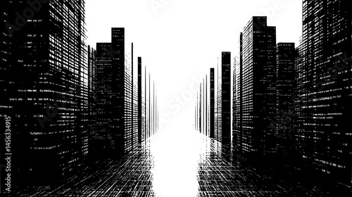 Rows Of Towers Side By Side, vector illustration art