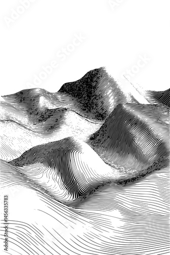 Small Waves Touching Dry Sand, coloring book style, vector illustration art
