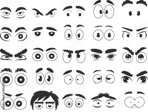 Set of various cartoon eyes with different expressions in vector format