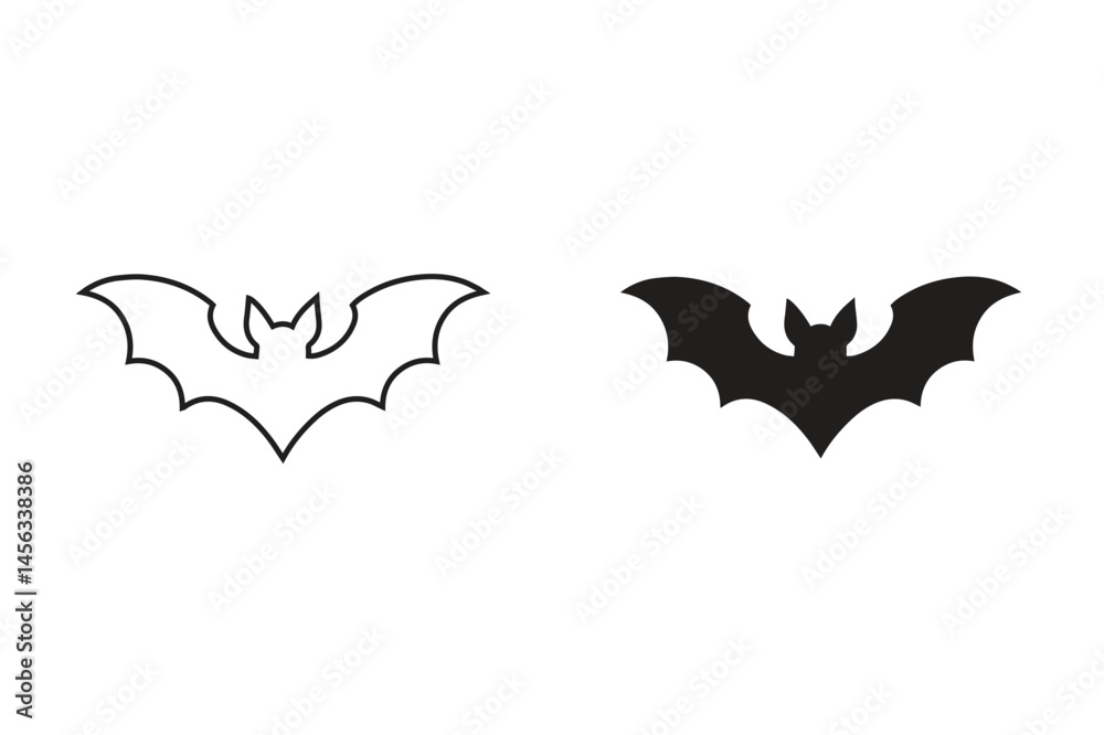Black and White Bat Outline Vector Clipart Black and White Bat Outline Vector Clipart