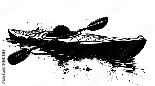 Wet Paddle Resting On Kayak, vector illustration art