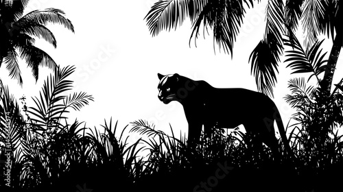 Wildlife Hidden Among Vegetation, vector illustration art