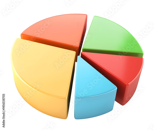 Obraz na płótnie 3D Render of Pie Chart on Transparent Background w salonie