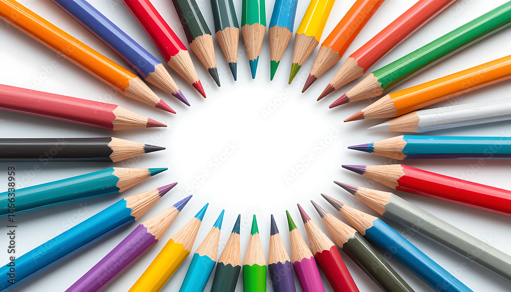 Colored Pencils Circle Arrangement Colored Pencils Circle Arrangement