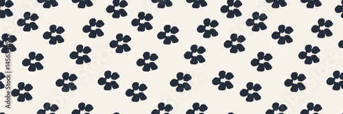 Obraz na płótnie Seamless floral pattern with black silhouettes of flowers and leaves on a white background. Elegant botanical design for fabric, wallpaper, packaging, digital projects. Modern monochrome illustration w salonie