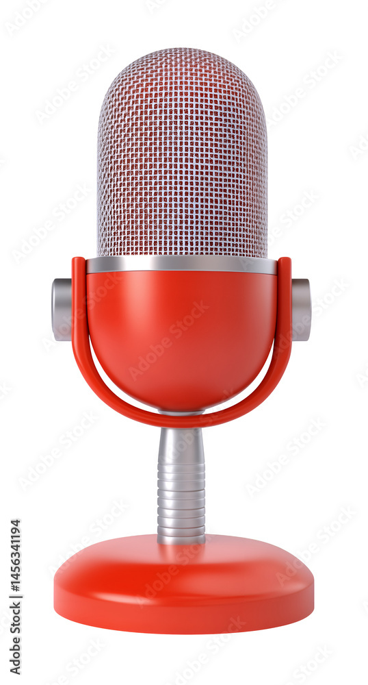 3D Render of Microphone on Transparent Background