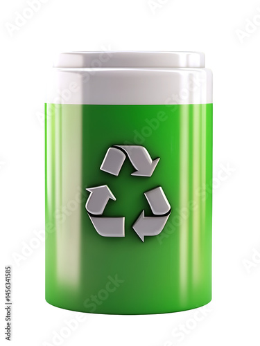 Obraz na płótnie Eco-Friendly Recyclable Green Can with Recycling Symbol – Sustainable Packaging Concept isolated on transparent background w salonie