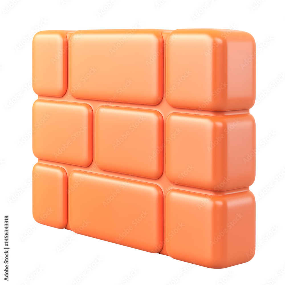 3D Wall Blocks Icon Isolated on Transparent Background