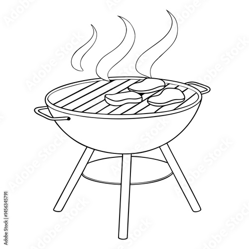 Grill with Smoking Burgers in a Minimalistic Design  