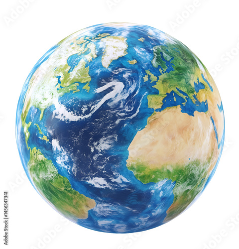 Obraz na płótnie Realistic Render of Earth Globe Isolated on Transparent Background w salonie