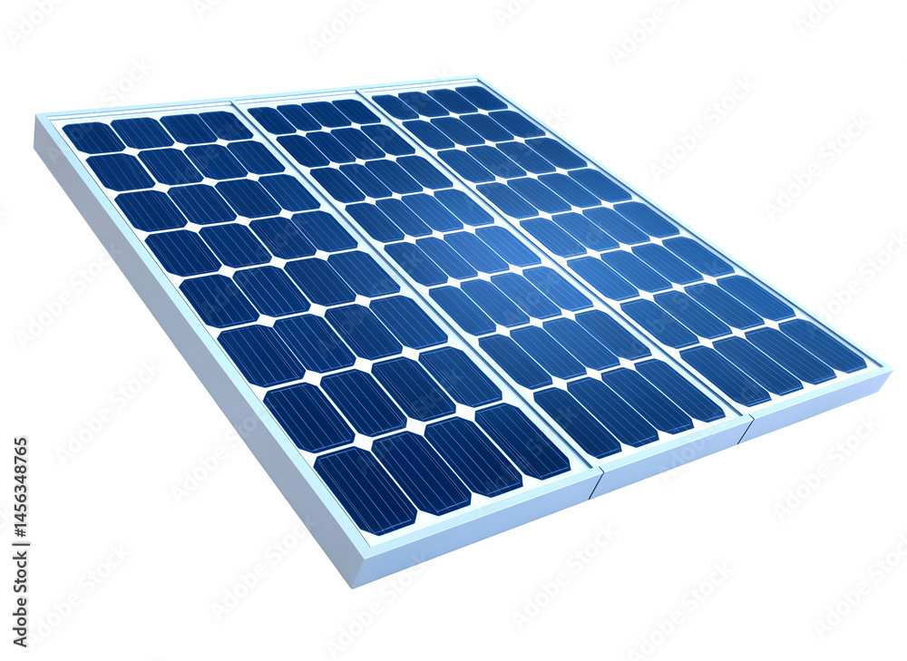 Realistic Render of Solar Panel Isolated on Transparent Background