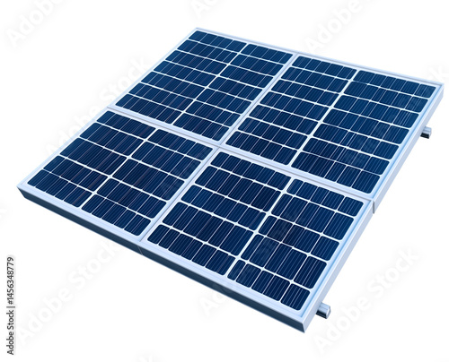 Realistic Render of Solar Panel Isolated on Transparent Background