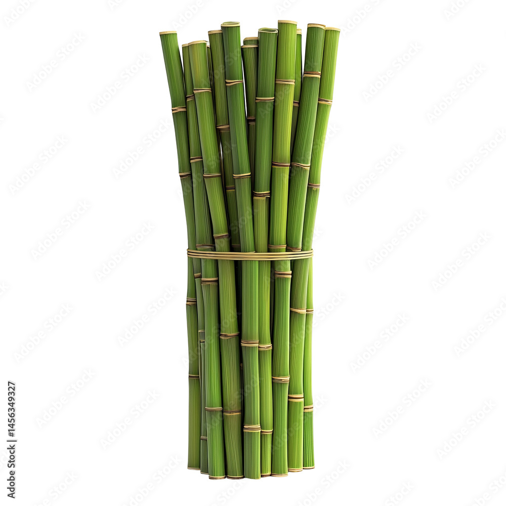 Fototapeta premium A bundle of fresh green bamboo sticks tied together