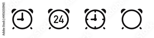 Alarm clock icons set. Wake Up Time. Vector illustration.