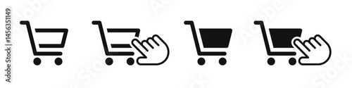 Shopping cart icons set. Internet shop buy symbol. Vector illustration.
