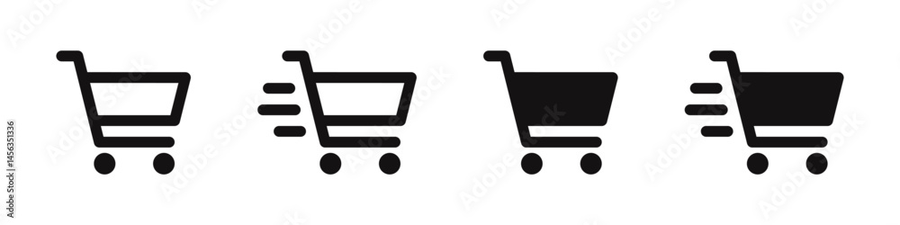 Shopping cart icons set. Internet shop buy symbol. Vector illustration.