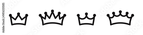 Crown icons set. Royal crown symbol collection. Vector illustration.