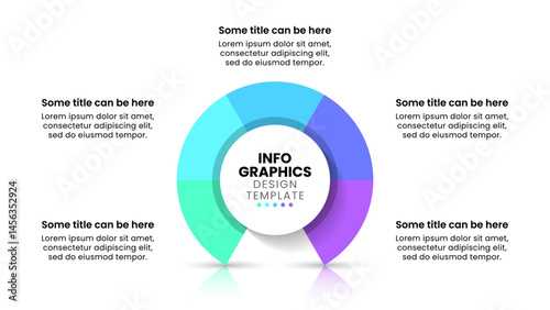 Infographic template. Circle with 5 parts and text
