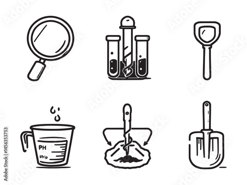 Soil Test Kit line art icon for agriculture science display