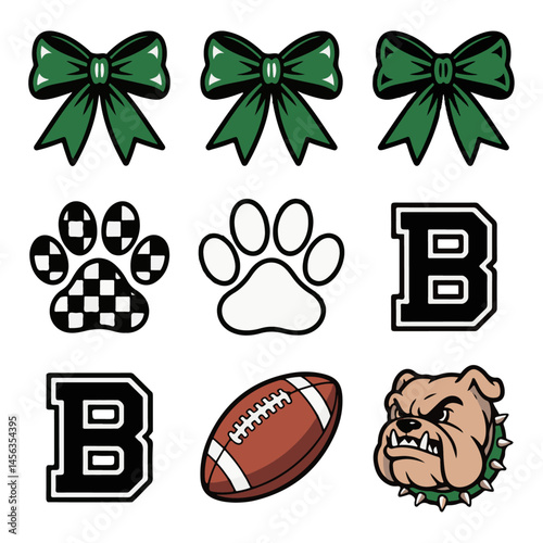 set of soccer balls with ribbon