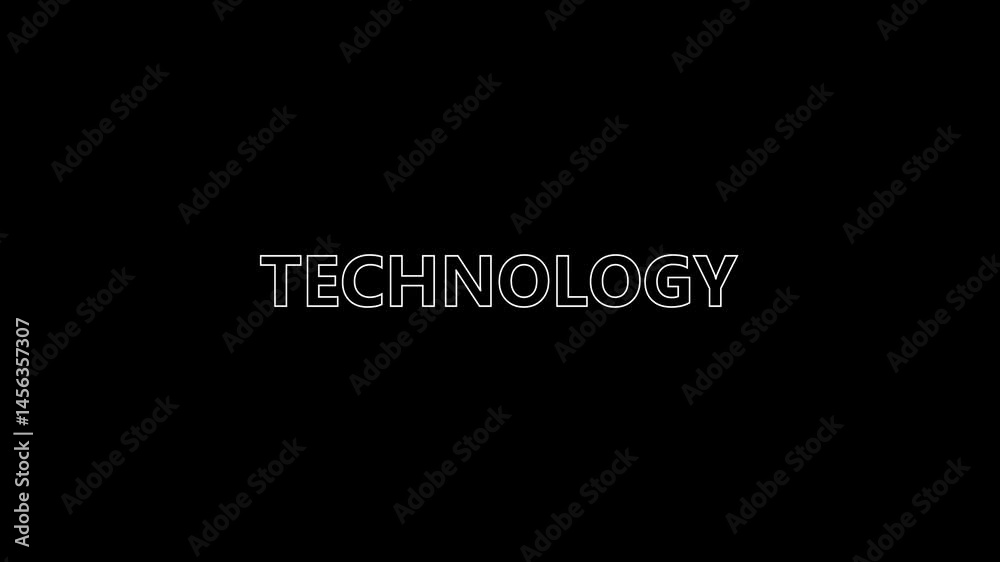 Abstract very nice text animation.technology text written on white grungy stamp sign.technology Text Animation Motion Graphics white text black background