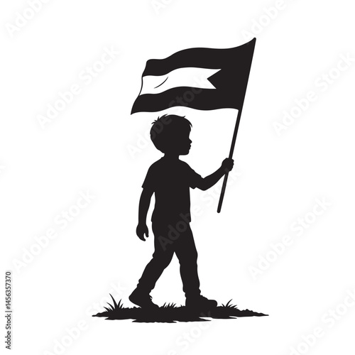 silhouette of a man with flag