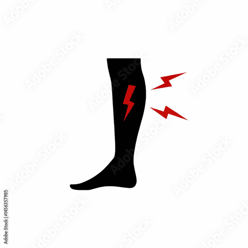 Leg pain illustration calf muscle cramp injury ache medical condition isolated on transparent background, no background