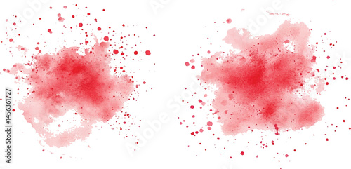 Red watercolor brush strokes isolated on a white background. vector watercolor paint splashes flowing ink blots and dynamic color textures on a clean white background modern design.