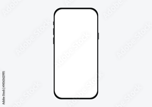 smartphone mockup with blank white screen in flat, line and realistic style, detailed mobile phone mockup, black and white models smartphone front view, model 3D mobile phone iphone