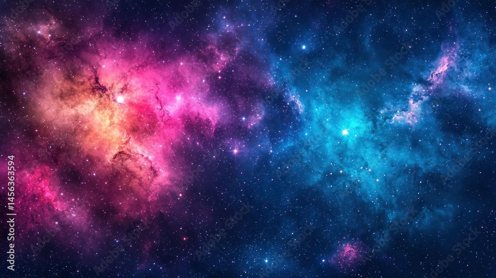 Fototapeta premium Galaxy with pink and blue space dust and starlight