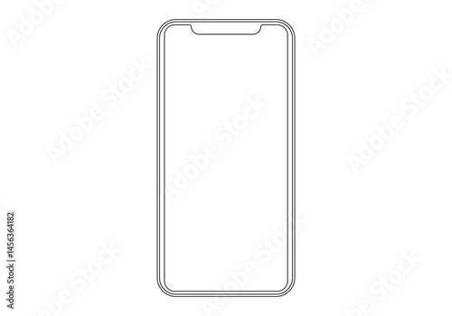  smartphone mockup with blank white screen in flat, line and realistic style, detailed mobile phone mockup, black and white models smartphone front view, model 3D mobile phone iphone