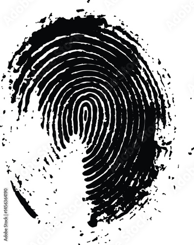Vector one black fingerprint isolated on white background. black silhouette of fingerprint white background. Fingerprint isolated on transparent or white background,	
