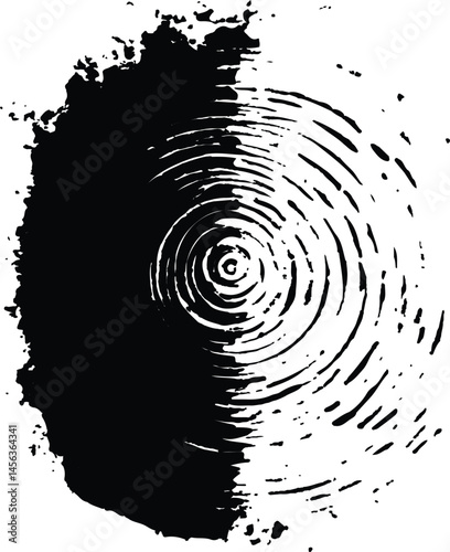 Vector one black fingerprint isolated on white background. black silhouette of fingerprint white background. Fingerprint isolated on transparent or white background,	