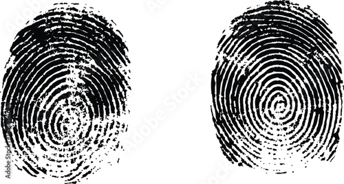 black fingerprint isolated on white background. Silhouette of finger print white background. Fingerprint isolated on transparent or white background,	