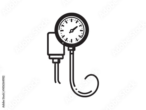 Sphygmomanometer line art icon used in medical diagnostics