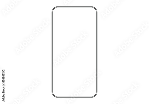  smartphone mockup with blank white screen in flat, line and realistic style, detailed mobile phone mockup, black and white models smartphone front view, model 3D mobile phone iphone