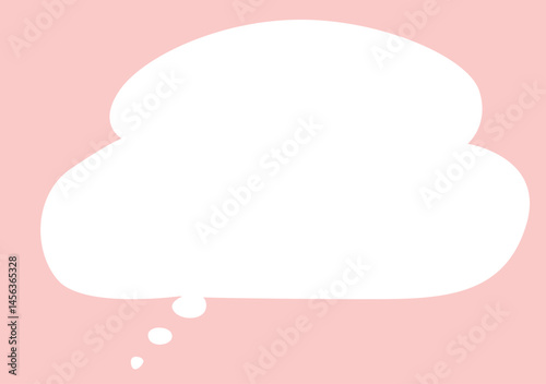 one empty white thought cloud hand drawn on bright pink background