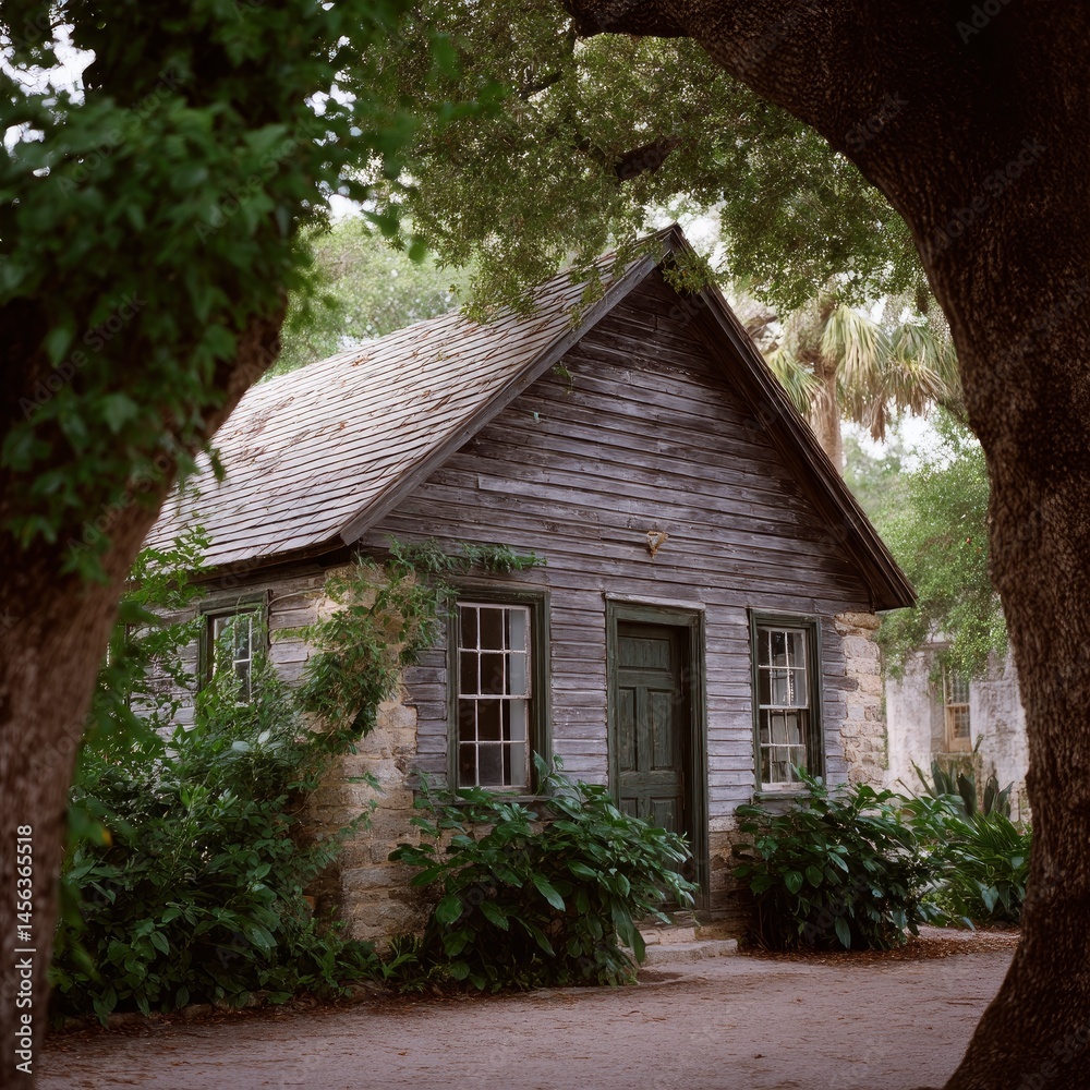 Old Wooden Building Surrounded by Green Trees