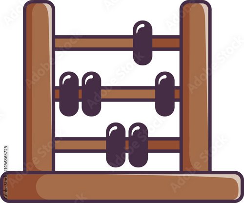 Wooden abacus toy for early math learning Vector Illustration Icon. Flat Cartoon Style