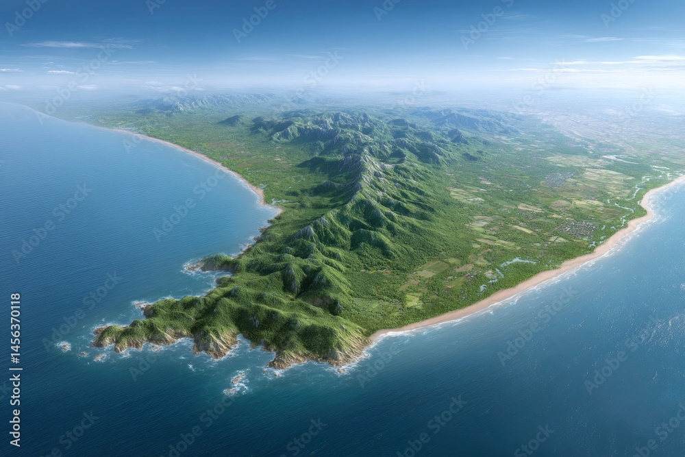 Aerial View of Mountain Range Along the Coastline Aerial View of Mountain Range Along the Coastline